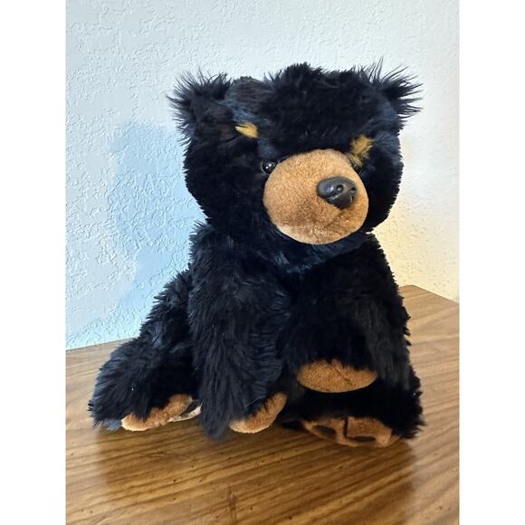 Stuffed Black Bear Plush Fiesta 16.5 Inch Floppy Bean Bag 8186 Laying Weighted - Picture 1 of 6